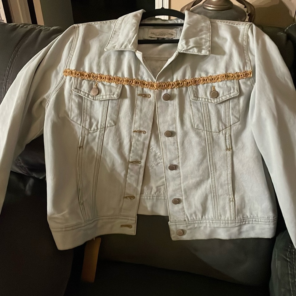 NWT ladies Upcycling/ Hand sewn jeans Jacket size XL.